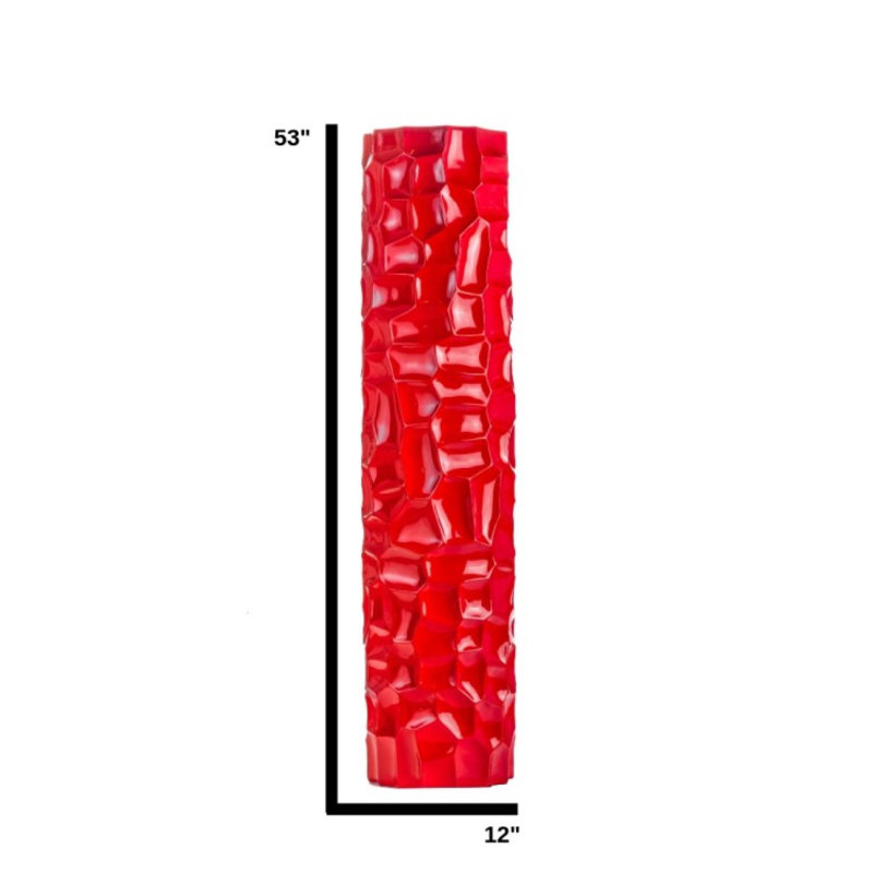 Vase de plancher en résine Schank, Rouge, H 53 po x l 12 po x P 12 po
