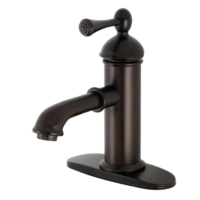 Kingston Brass Paris Single-Handle 1-Hole Deck Mount Bathroom Faucet with Brass Pop-Up, Oil Rubbed Bronze
