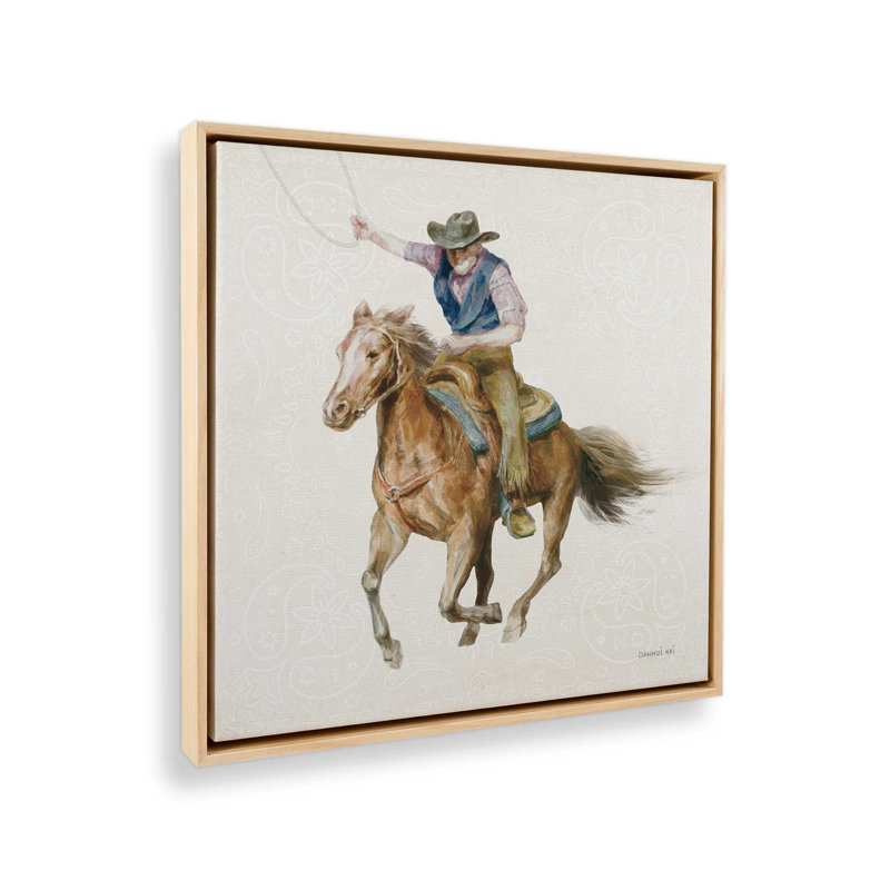 «Riders of the Range IV» par Danhui Nai, reproduction d'art sur toile, H 30 po x l 30 po, Cadre flottant, Érable