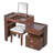 31 Multi-Functional Makeup Desk With 3 Colors Lighting, Hidden Mirror, And Divided Storage Compartments In Walnut Color Vanity Adjustable Retractable Cabinet Tone-1030451480