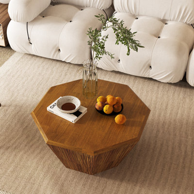 31.5 "Octagonal  Rubber Wood  Coffee Table, Coffee Table, Living Room Bedroom