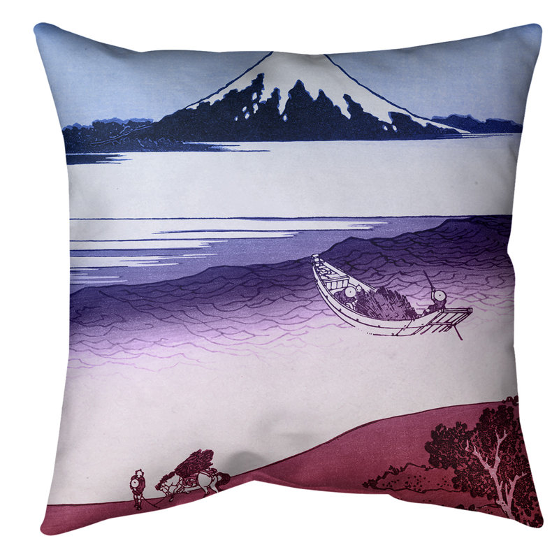Coussin de sol de la rivière Tama à Musashi, 28 po x 28 po, Bleu/rose