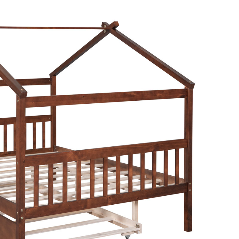 Pisinemo House Beds with Trundle, Walnut, Full / Double