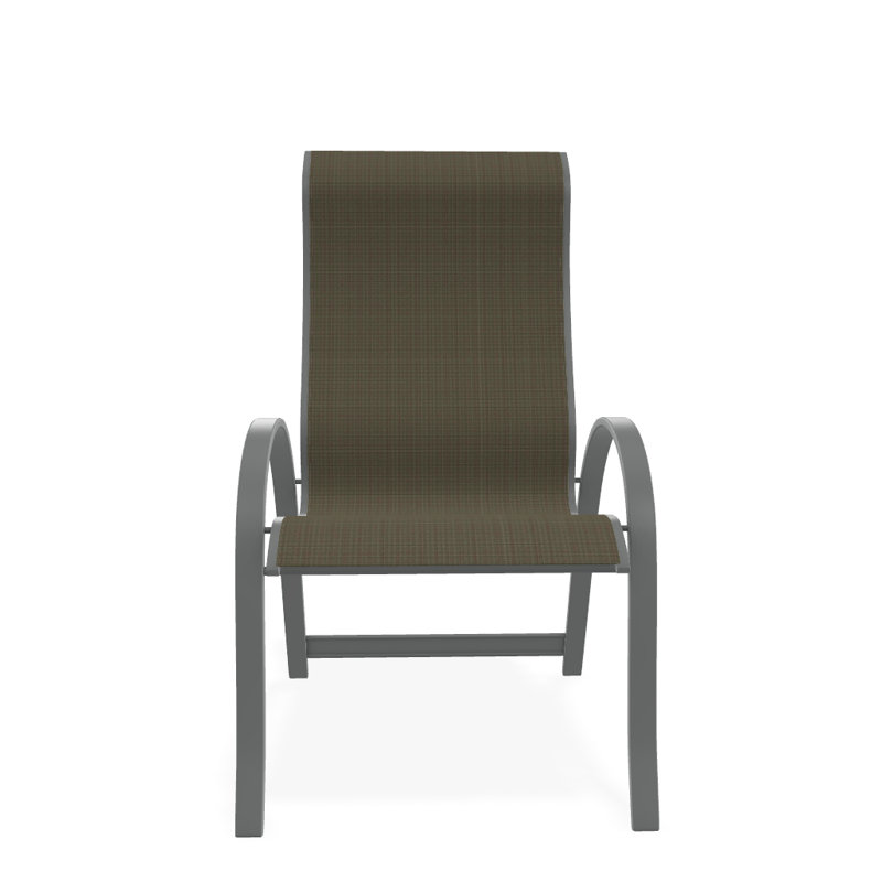 Chaise de patio empilable Hirotaka Supreme, Tweed Sunbrella® brun, Graphite texturé