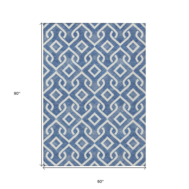 Tapis intérieur lavable à motif géométrique ivoire 5 pi x 8 pi