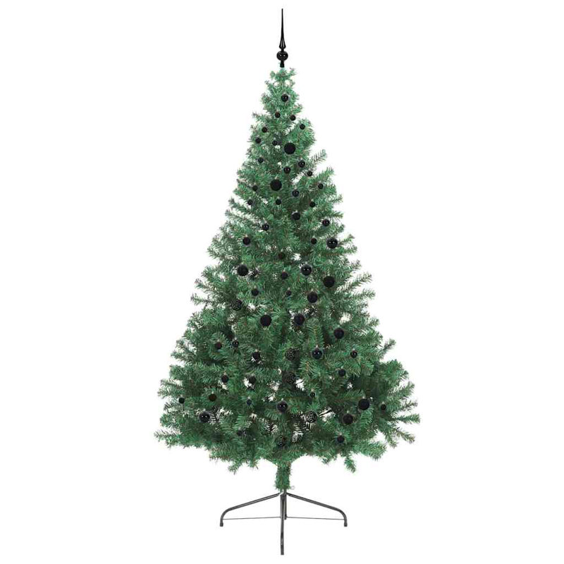  Artificial Pre-lit Christmas Tree PVC, Green/Black, 7.87' H