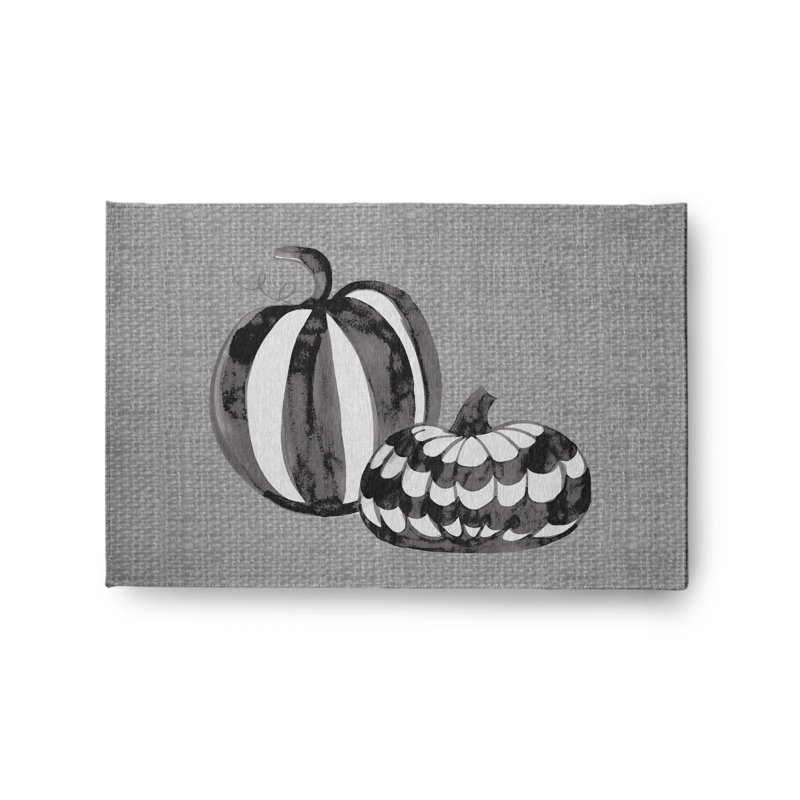 Tapis en chenille à motif citrouille duo automne CRH1313GY1, Rectangle 2 pi x 3 pi