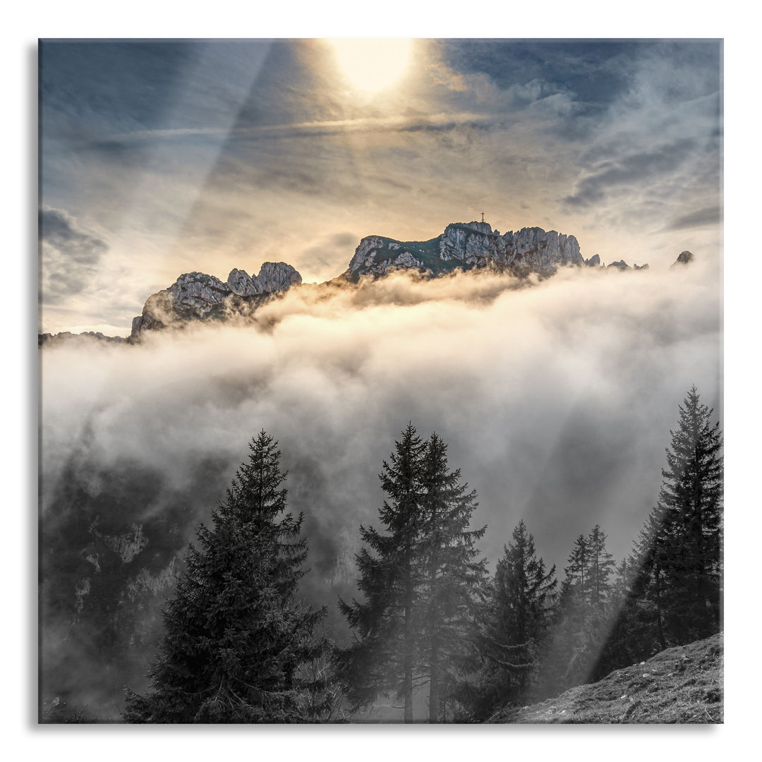 Glasbild Aufsteigende Wolken in den Dolomiten, Detail