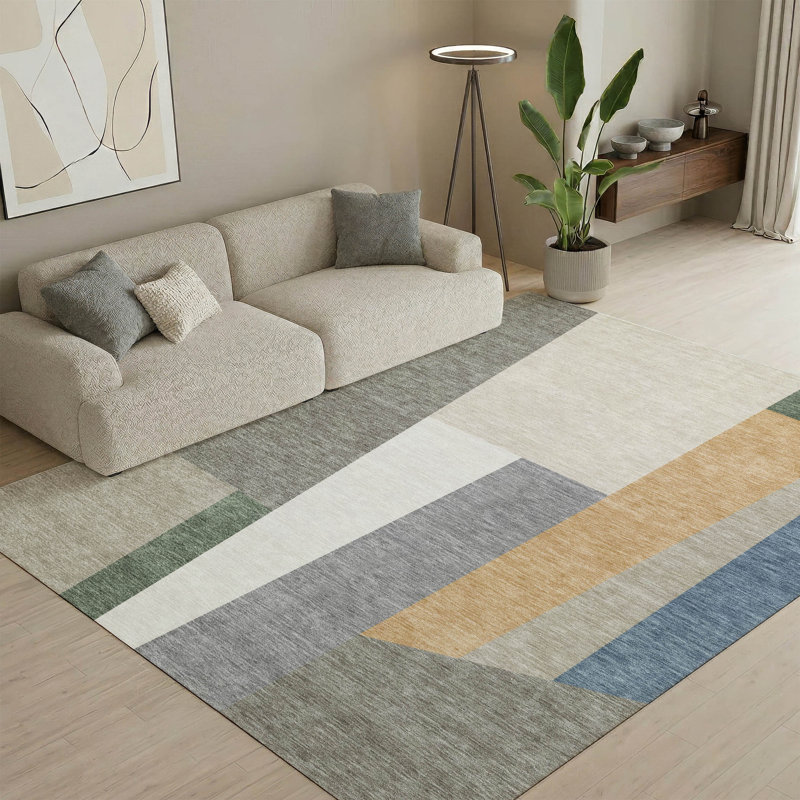 Tapis géométrique de qualité supérieure lavable à la machine Mayfield AMF2446, Taupe, 10 pi x 14 pi