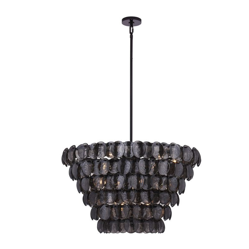 Lustre Uroko 34 po à 14 douilles, nickel noir, H 31 po x l 34 po x P 34 po