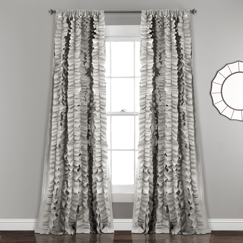Gray Polyester Rod Pocket Light-Filtering Curtain Panel 54"W x 84"L