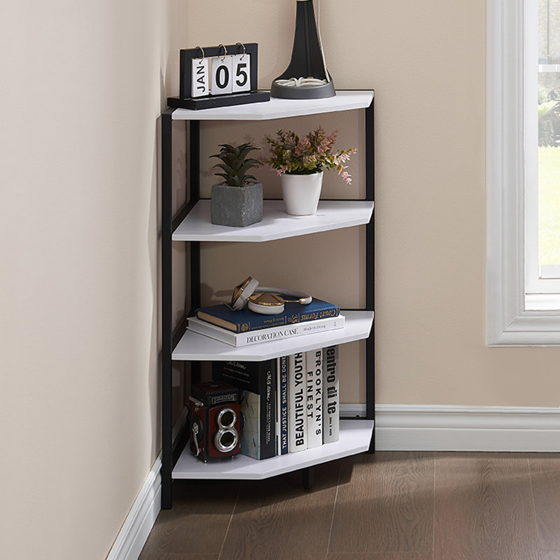 Armoire de coin Kempst, Plateau blanc / base noire