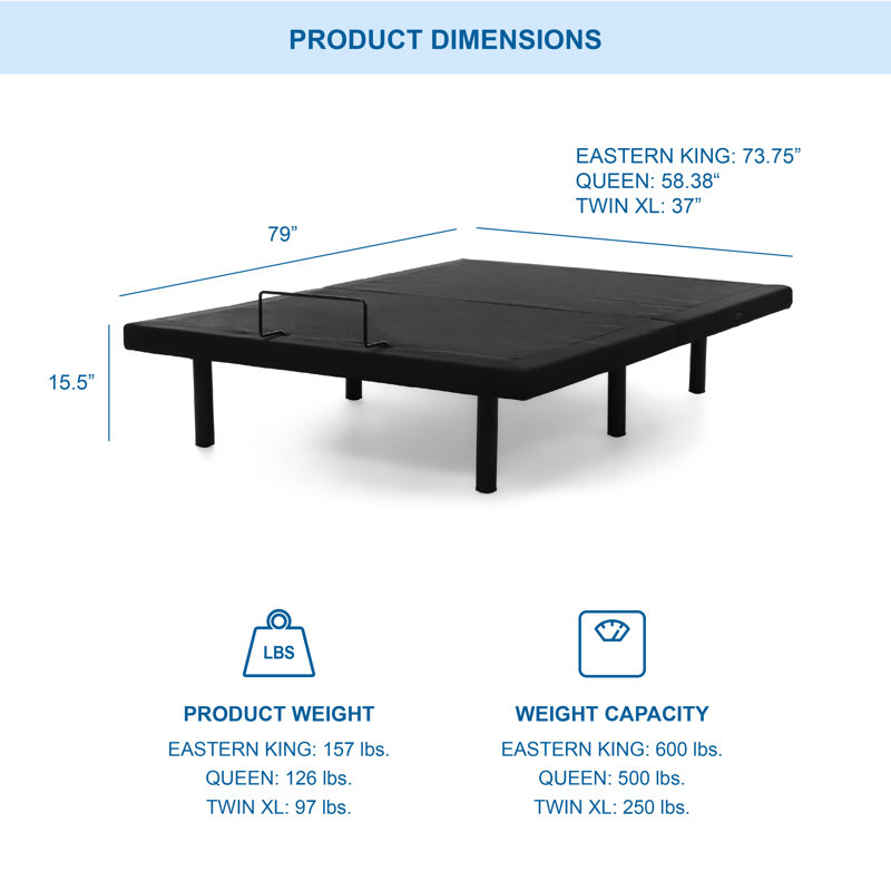 Darbydale Zero Gravity Adjustable Bed with Wireless Remote, King