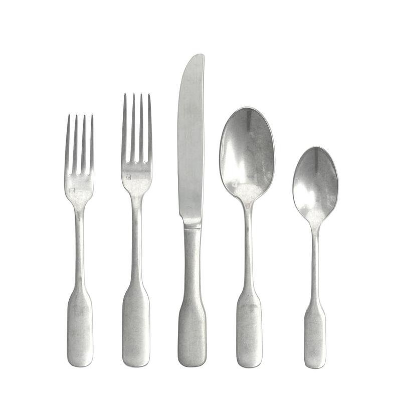 Ashton 5 Piece 18/10 Stainless Steel Flatware Set, Service for 1, Tumbled Nickel