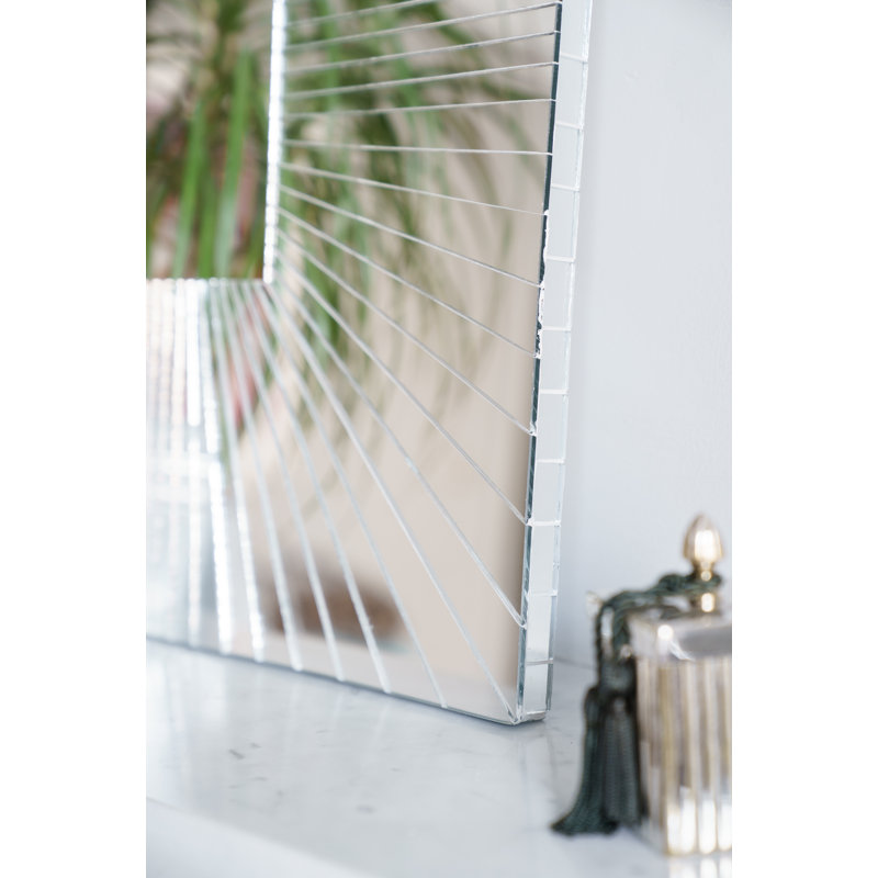 Glass Framed Dresser Mirror in Silver