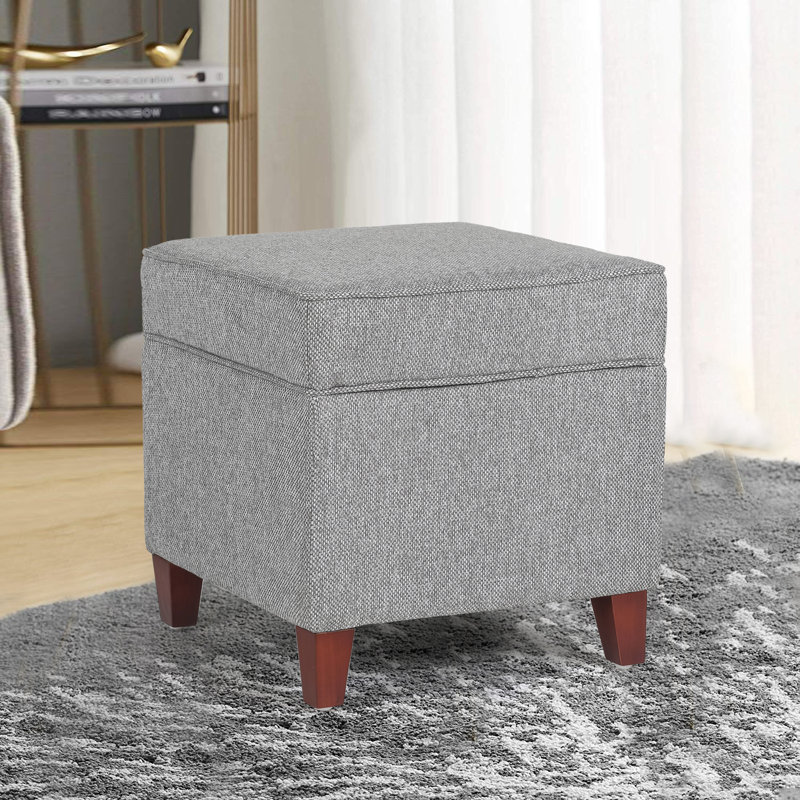 Repose-pieds carré avec rangement 17,5 po, 100 % polyester gris clair
