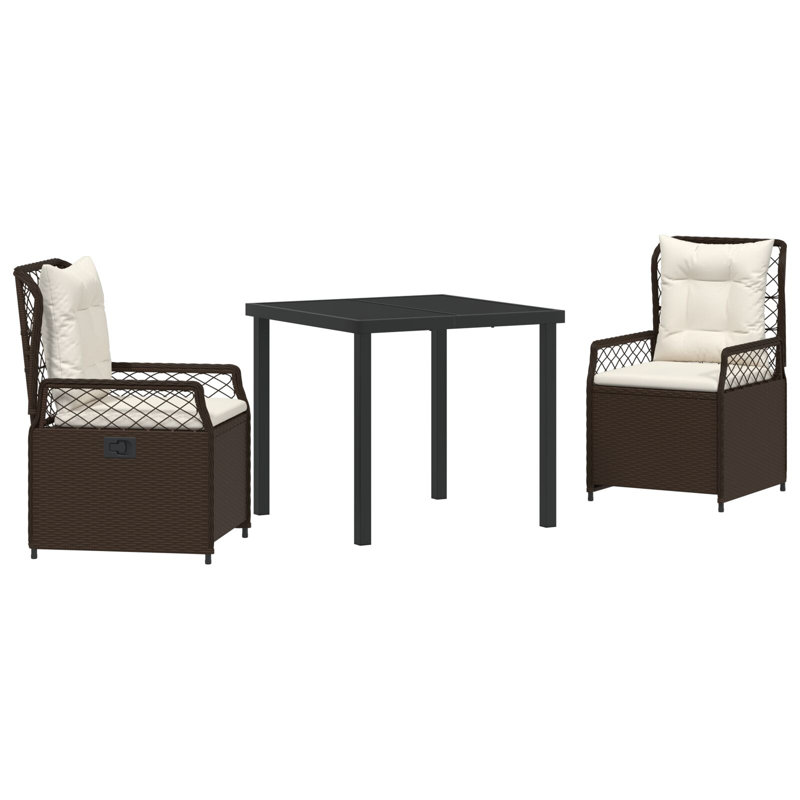 Square 3 - Piece 2 - Person 80Cm L Outdoor Table Set, Brown, Beige
