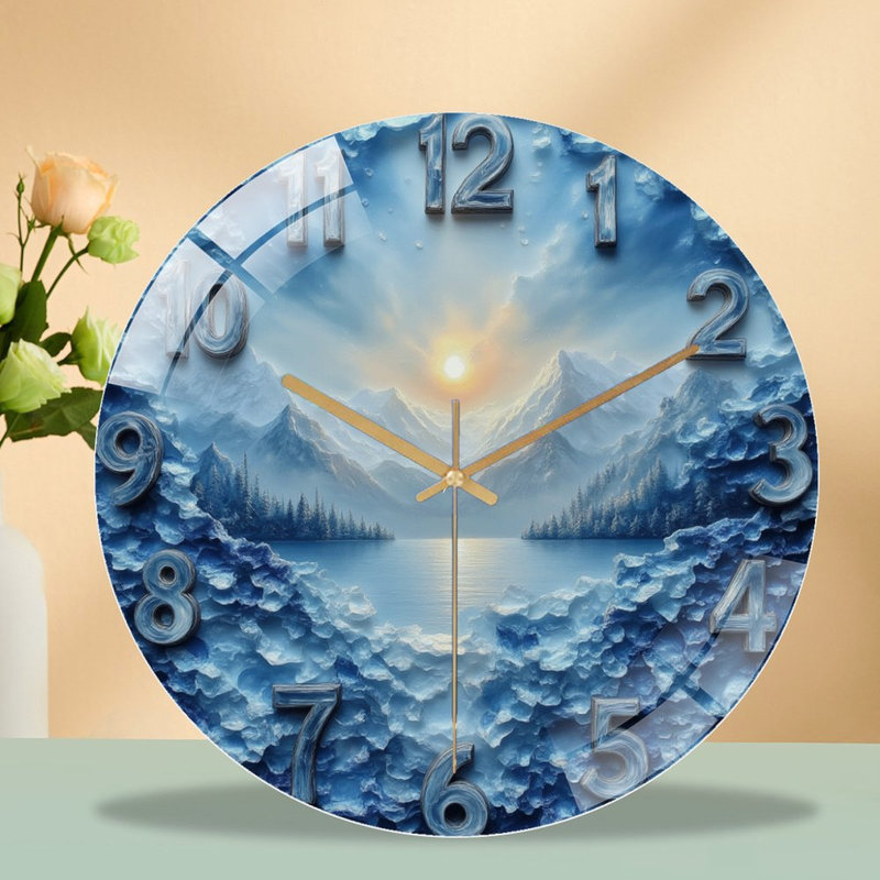 Horloge murale en verre Winter Mountain Lake