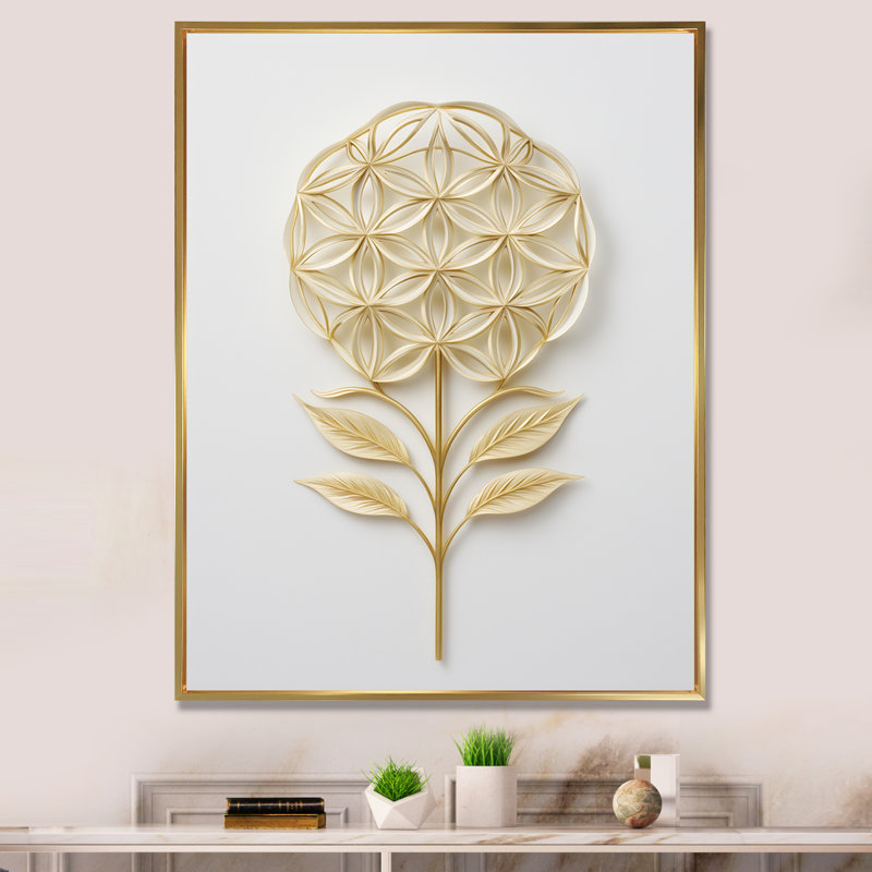 " Flower Of Life Golden Elegance ", 40" H x 30" W x 1.5" D, Gold Floater Frame