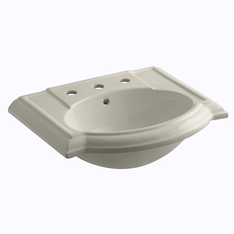 Lavabo de salle de bain piédestal en céramique avec trop-plein 24 po Devonshire, Banc de sable