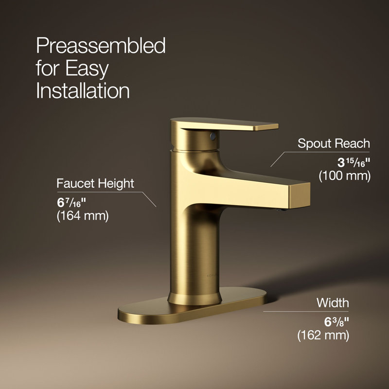 Taut Single-Control Lavatory Faucet with Escutcheon, Vibrant Brushed Modern Brass