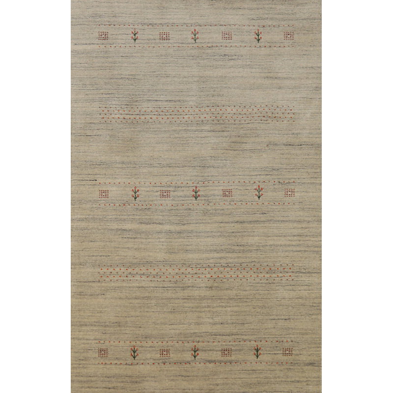 Handmade Wool Gabbeh Style Indian Area Rug 5x8