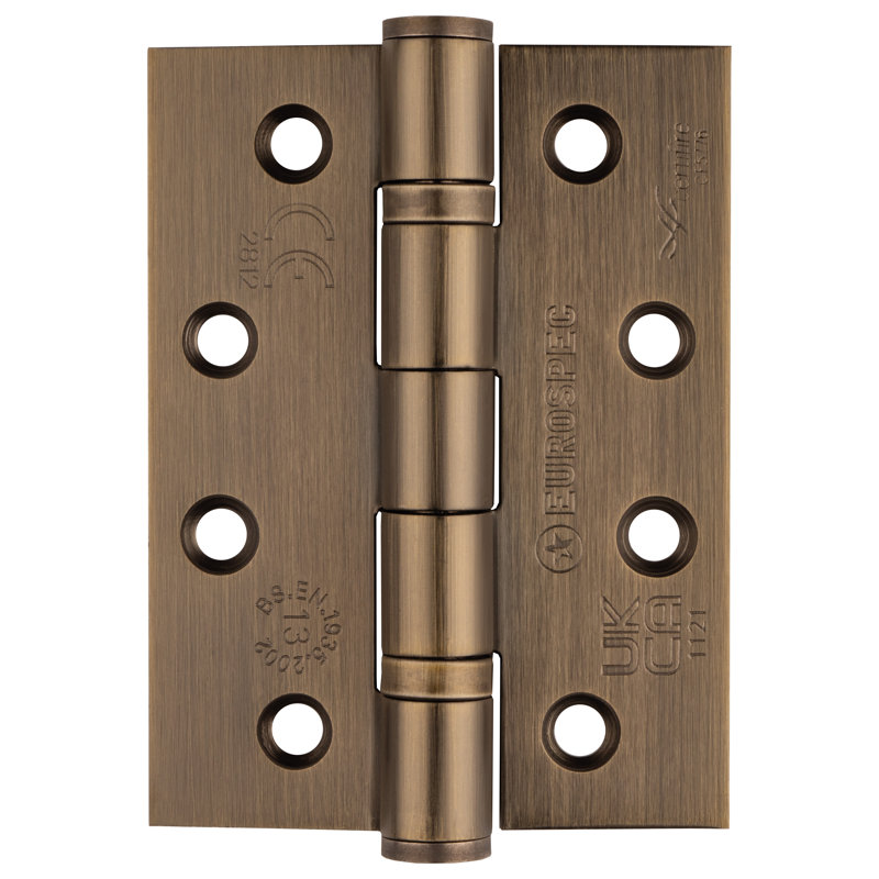 10.2cm H x 7.6cm W Butt Bearing Pair Door Hinges, Antique Brass