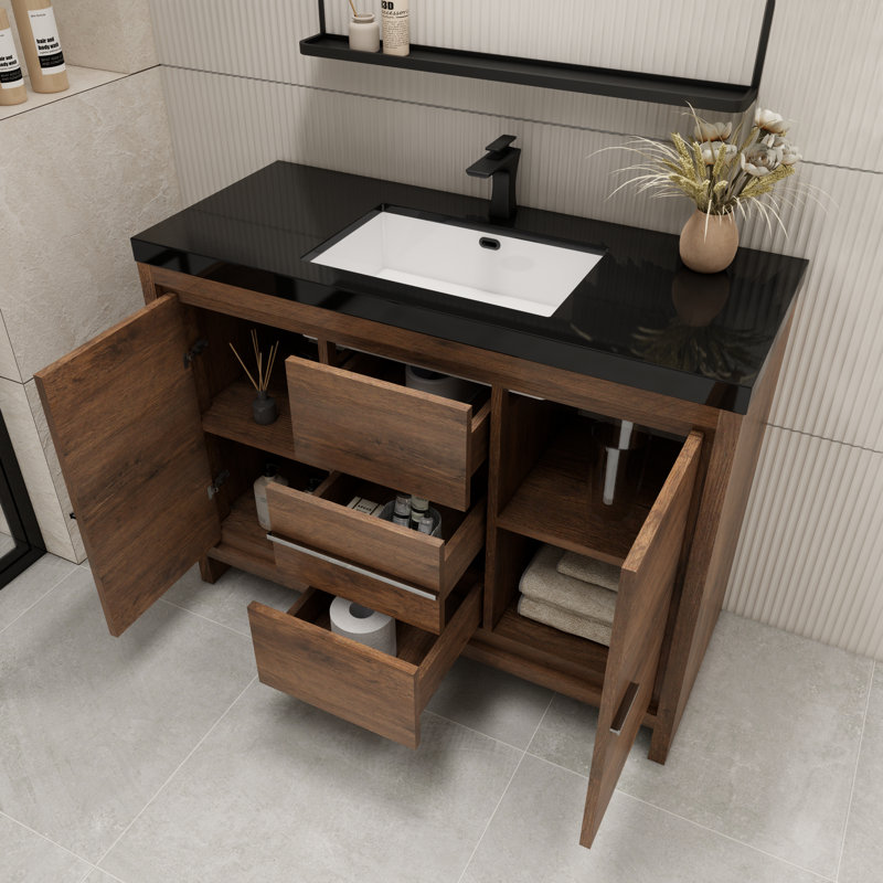 Enhaut 48" Single Bathroom Vanity Set, Rosewood