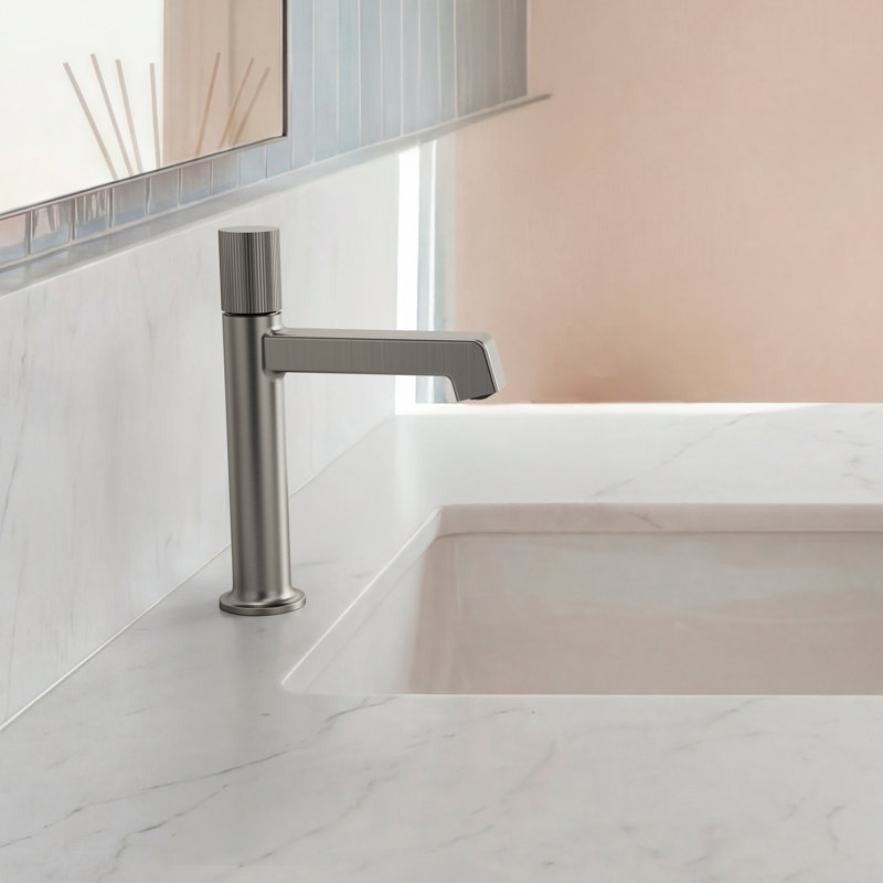Robinet de salle de bain à un trou, robinet de salle de bain à poignée simple avec drain, Nickel brossé