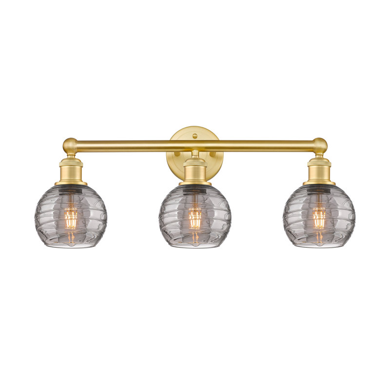 Cambria 3 - Light Dimmable Vanity Light, Satin Gold, Light Smoke