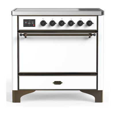 Cuisinière à induction 36 pouces Majestic III Series avec 6 éléments à induction en blanc (garniture brunie)