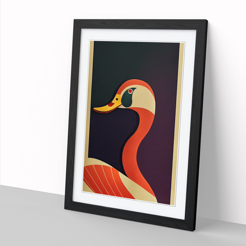 Duck Art Deco Vol.1 - Picture Frame Print, Black, 34cm H x 25cm W x 2cm D