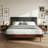 Acacia Astoria Premium Solid Wood Platform Bed with Upholstered Headboard, Midcentury Modern Bed Frame, Queen Size Bed Frame, Walnut Finish-2137205267-2137205265