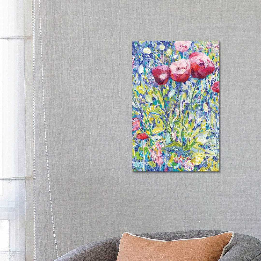 Drei Mohnblumen im Garten von Tara Funk Grim - Gallery-Wrapped Canvas Giclée on Canvas