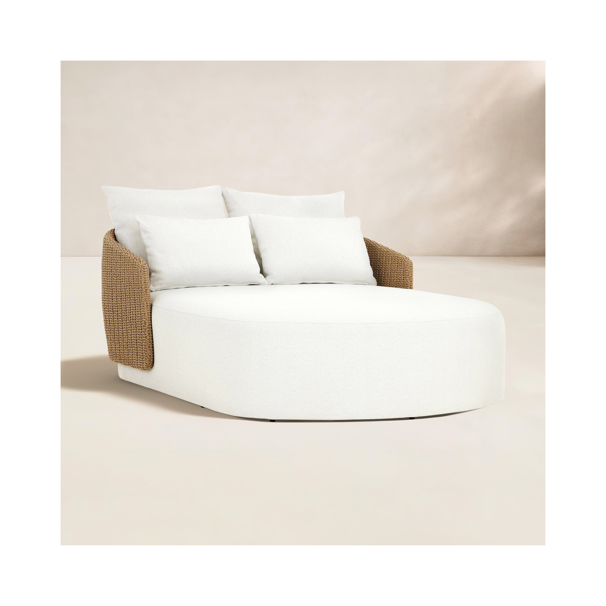 Fifield Outdoor Double Chaise-Faux Hyacinth, Natural, Alessi Linen