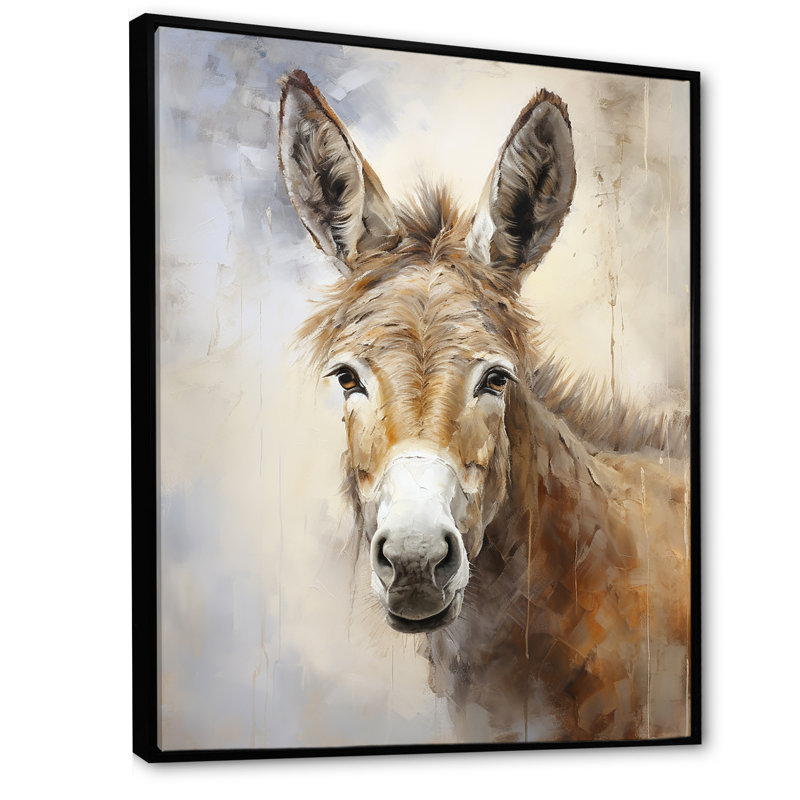 Soph sophistiqué Donkey Portrait II - Donkey, reproduction d'art sur toile encadrée, H 20 po x l 12 po x P 1 po