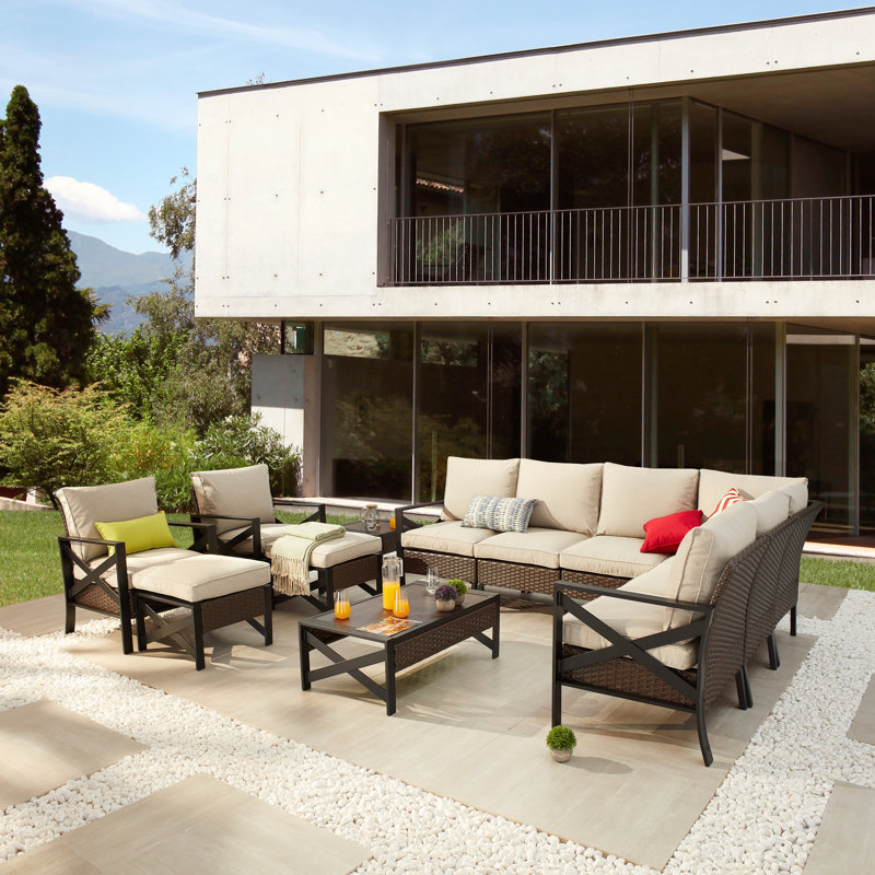 Ajai 8 - Person Modular Patio Conversation Sets with Cushions
