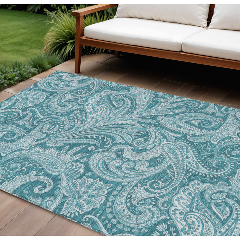 Tapis lavable intérieur / extérieur ivoire 10 'x 14' Paisley