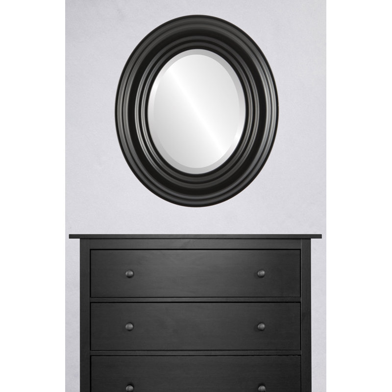 Miroir décoratif ovale encadré Worksop, H 23 po x l 19 po, Noir mat