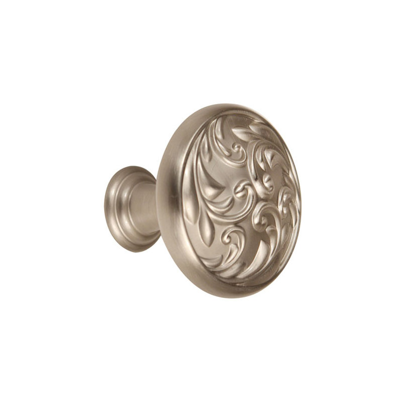 Ornate Mushroom Knob, 1.25" H x 1.25" W x 1" D, Satin Nickel