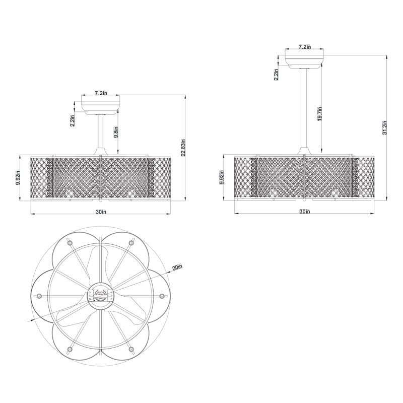 Ventilateur de plafond à 3 pales avec télécommande et ensemble d'éclairage inclus Margolis