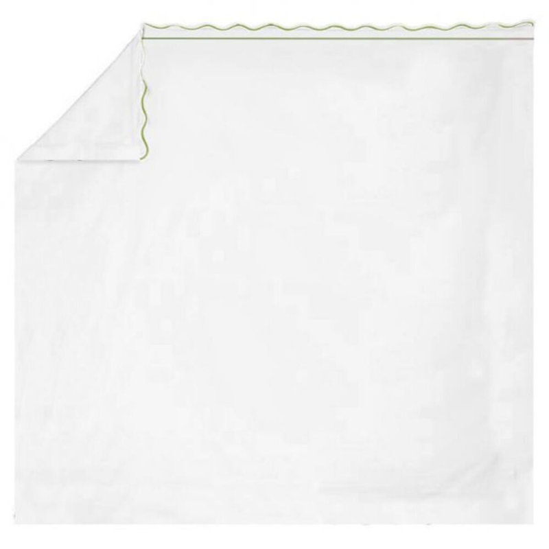 400TC Cotton Scallop Embroidery & Border Cotton 4 Piece Sheet Set Fitted Sheet Fits Upto 16" Deep Pocket, Sage Border
