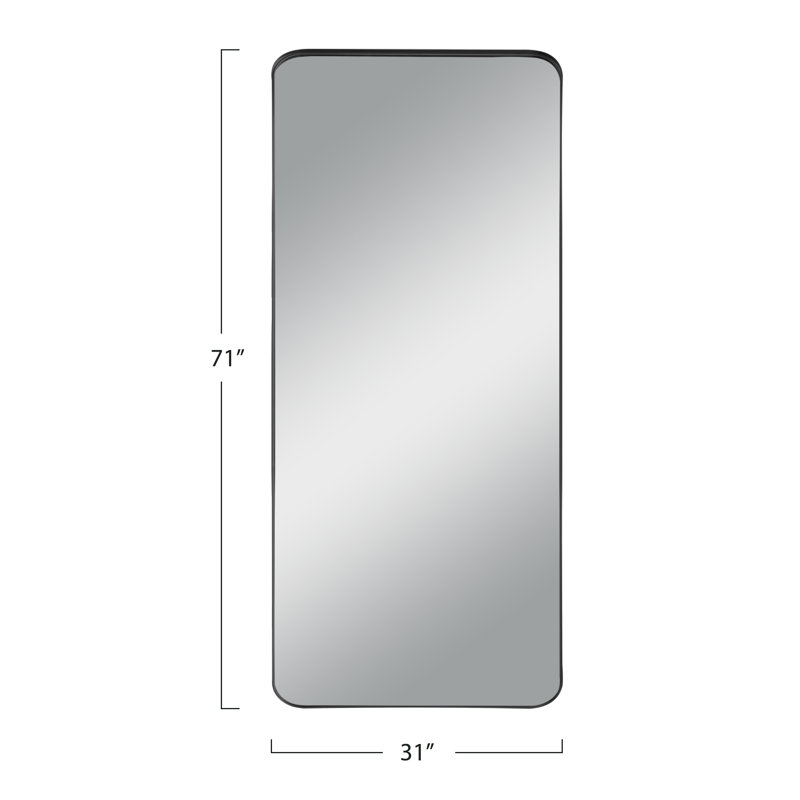 Anduena Metal Rectangle Mirror, Black, 71" x 32"