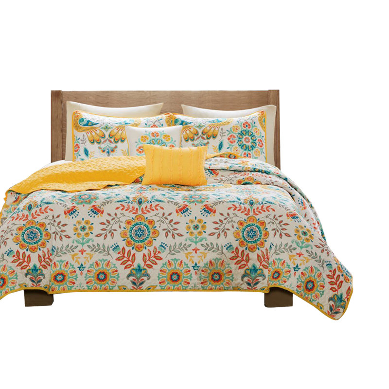 Ensemble de courtepointe réversible Gracie Mills Mahidur Boho avec coussins décoratifs