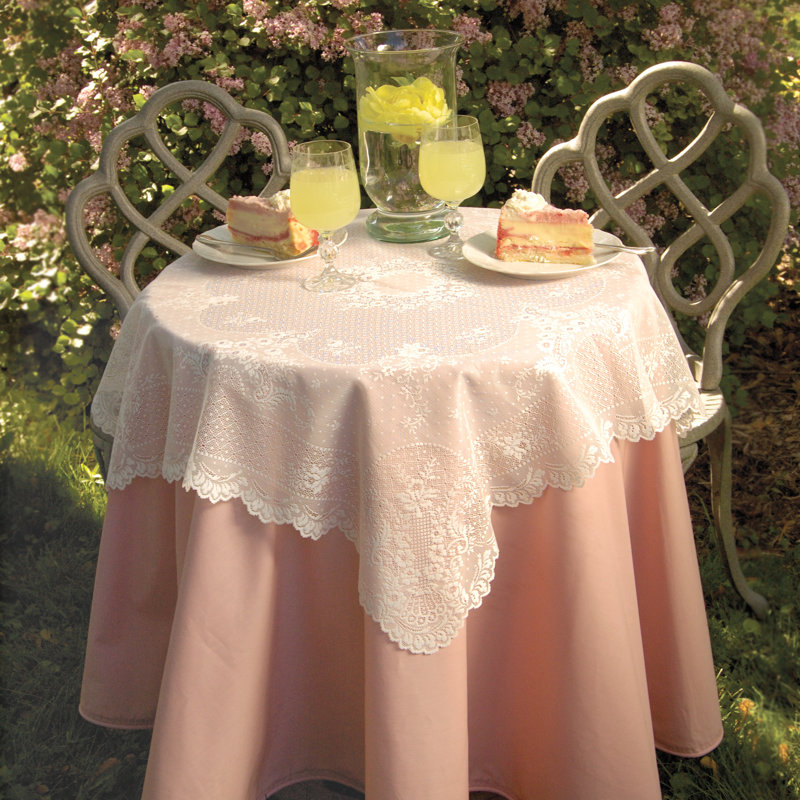 Cornelia Floral Square Tablecloth, White