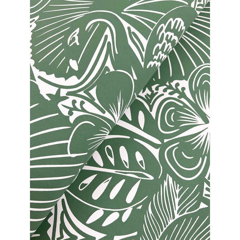Idalia Navy Floral Flamingo Wallpaper, Green
