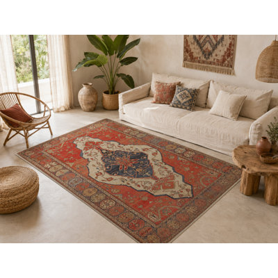 Tapis orange lavable intérieur / extérieur Tuana