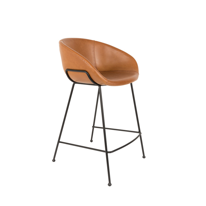 Feston Counter & Bar Stool, Bar Stool (30" Seat Height), Brown Faux Leather