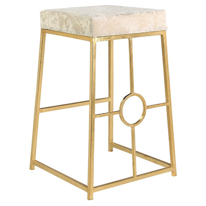 Hampton 30" Bar Stool, Gold Leaf, Ivory