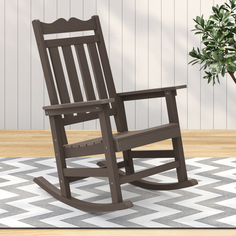 Chaise Adirondack à bascule en plastique Lichent, Brun